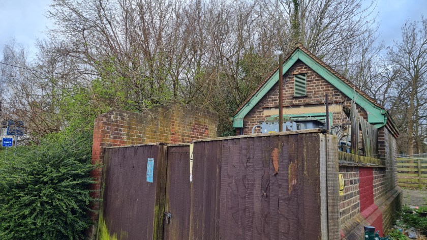 The site of the abandoned Bingham Road station - the embankment where the line used to run was flattered to make way for the tram. The wall in shot appears to be for the old steps which took passengers up to the platform.